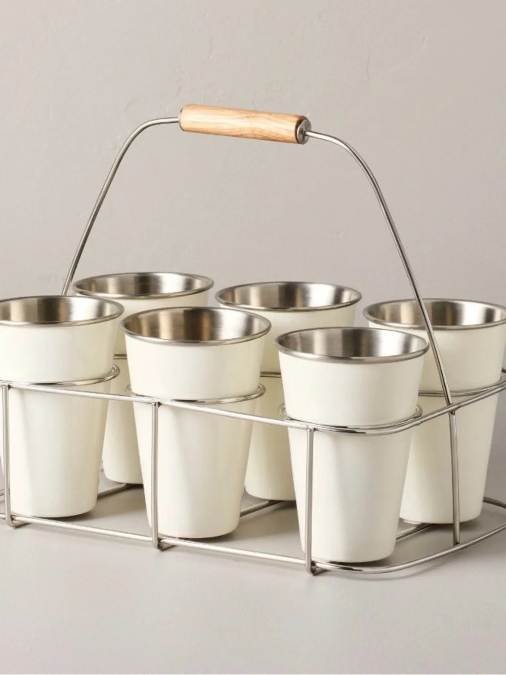 NWT Hearth & Hand with Magnolia White Tumbler Set with Beverage Caddy